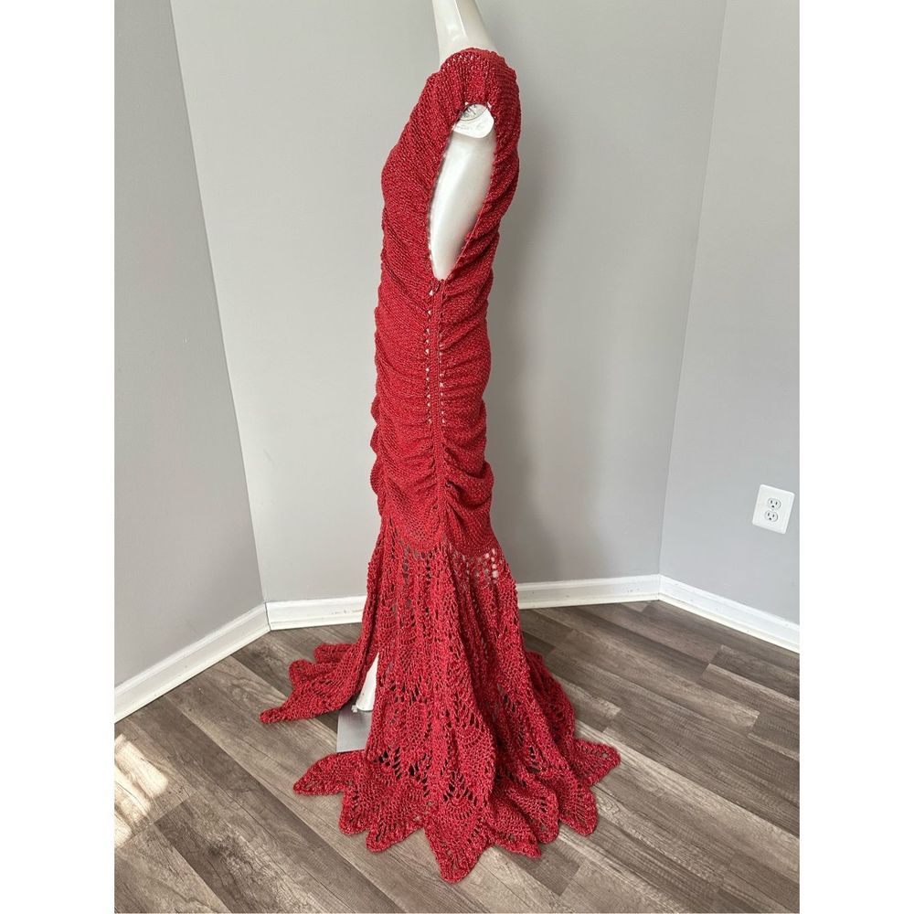 Alejandra Alonso Rojas Ruched V-Neck Crochet Gown Medium $2595 - Picture 8 of 9